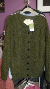Green Wool button-down sweater