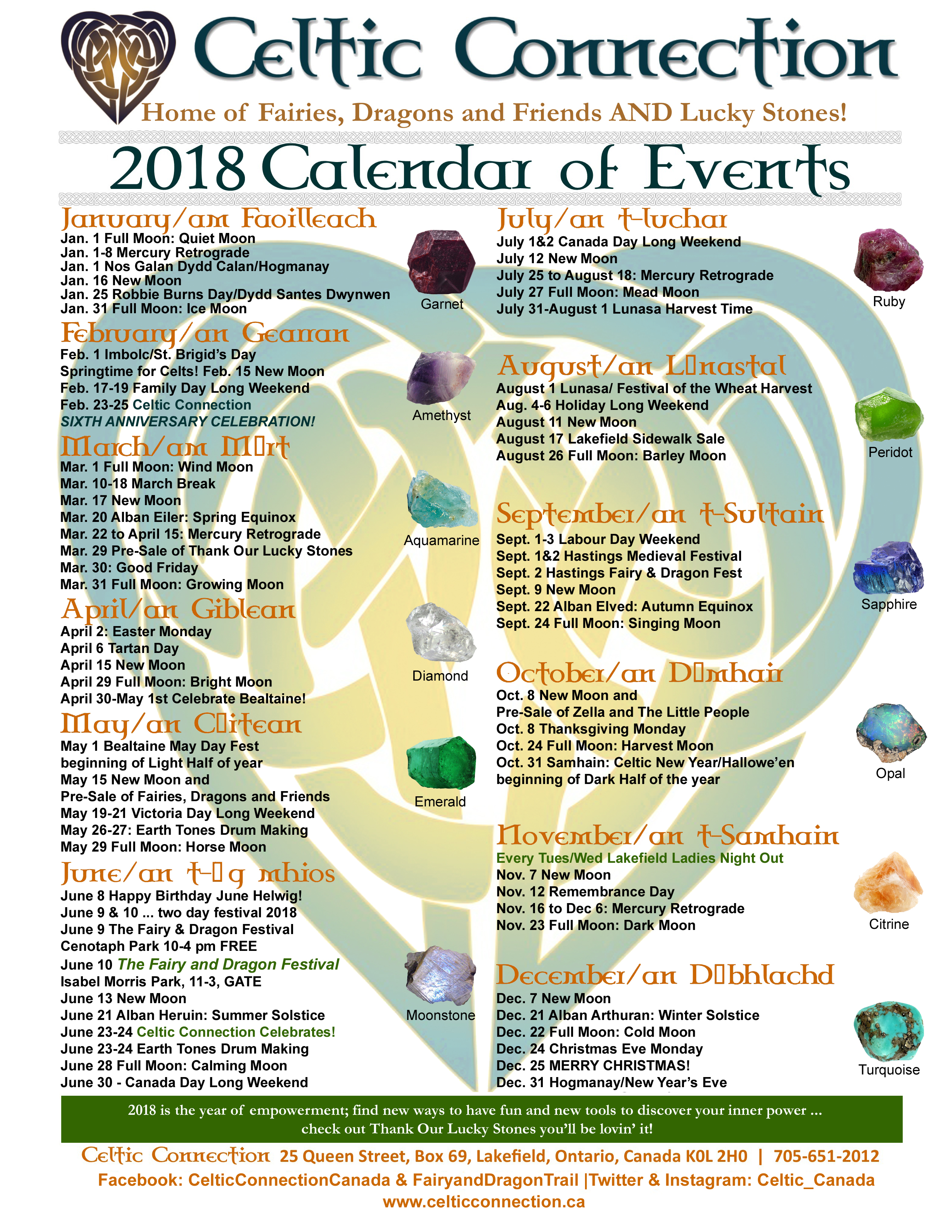 2018 Celtic Connection Calendar